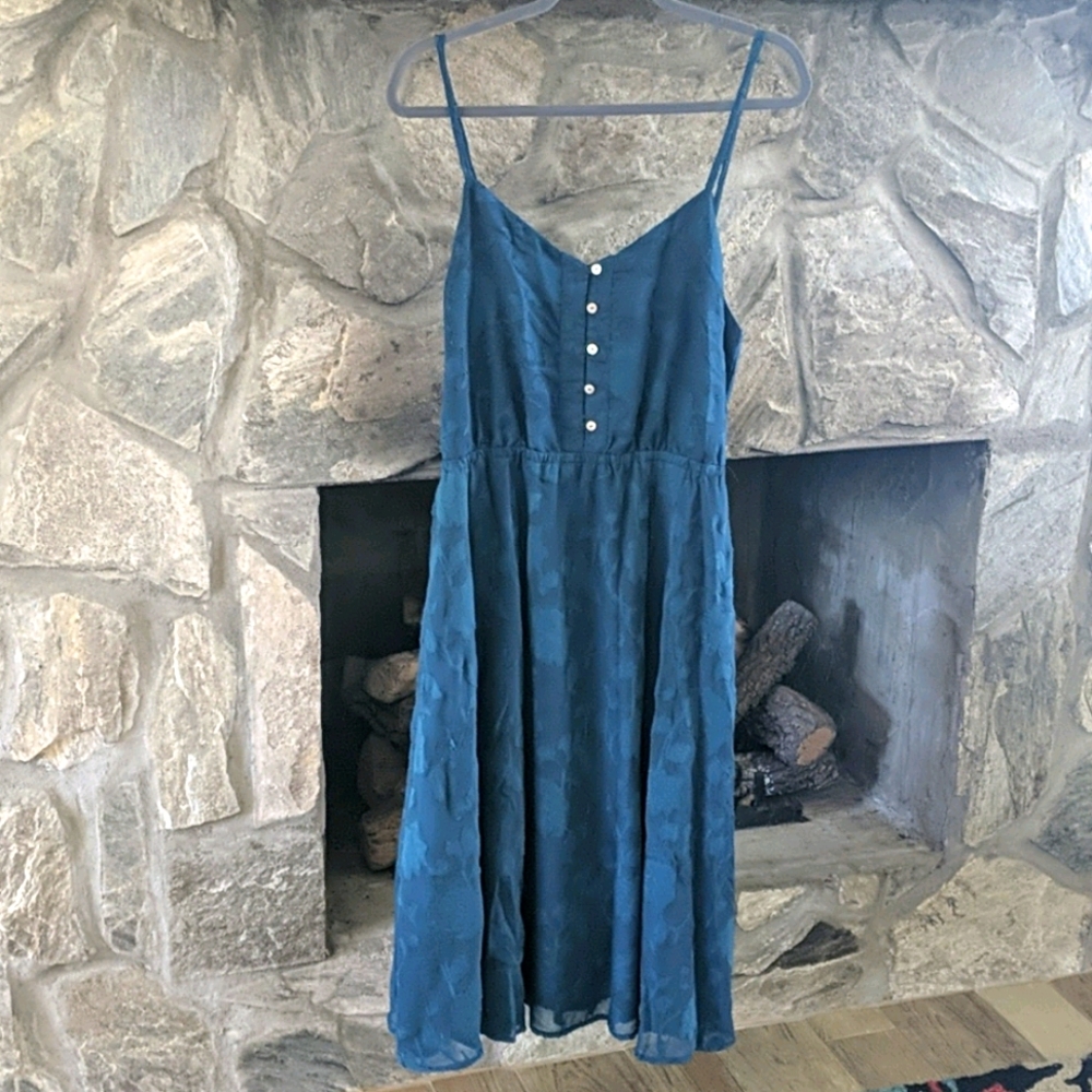 Dark teal empire waist dress